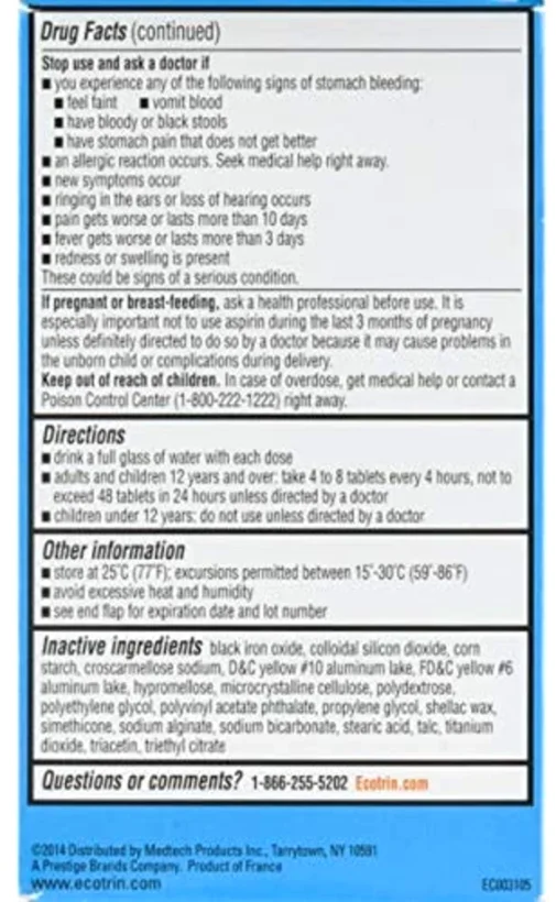Low Strength 81 mg, 365 tablets, pack of 12, the Drug Facts panel and pack views