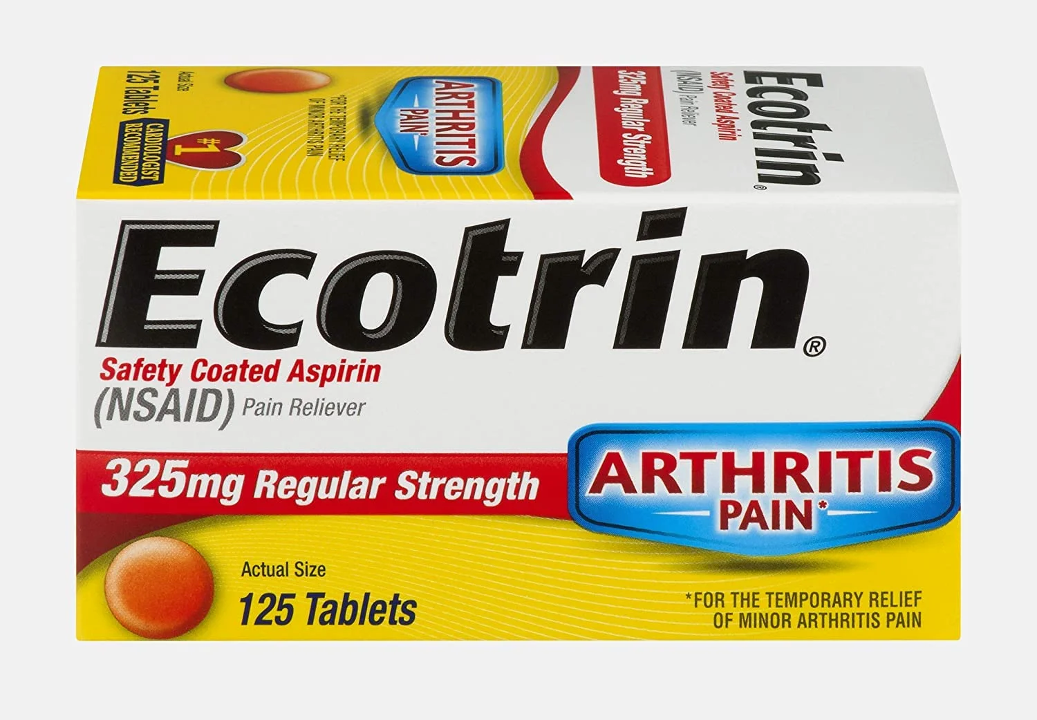 Regular Strength 325 mg, 125 tablets, pack of 8