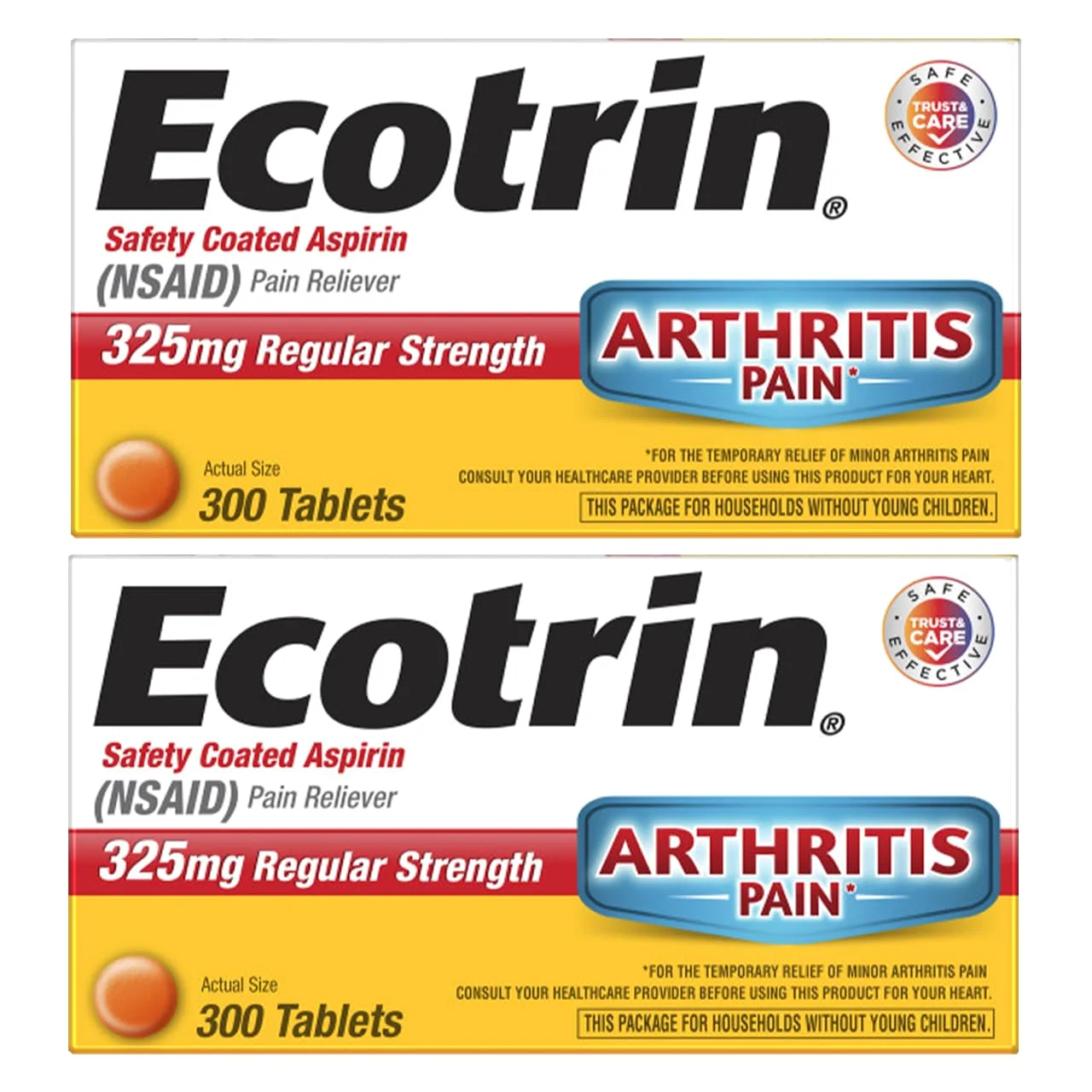 Regular Strength 325 mg, 300 tablets, pack of 2