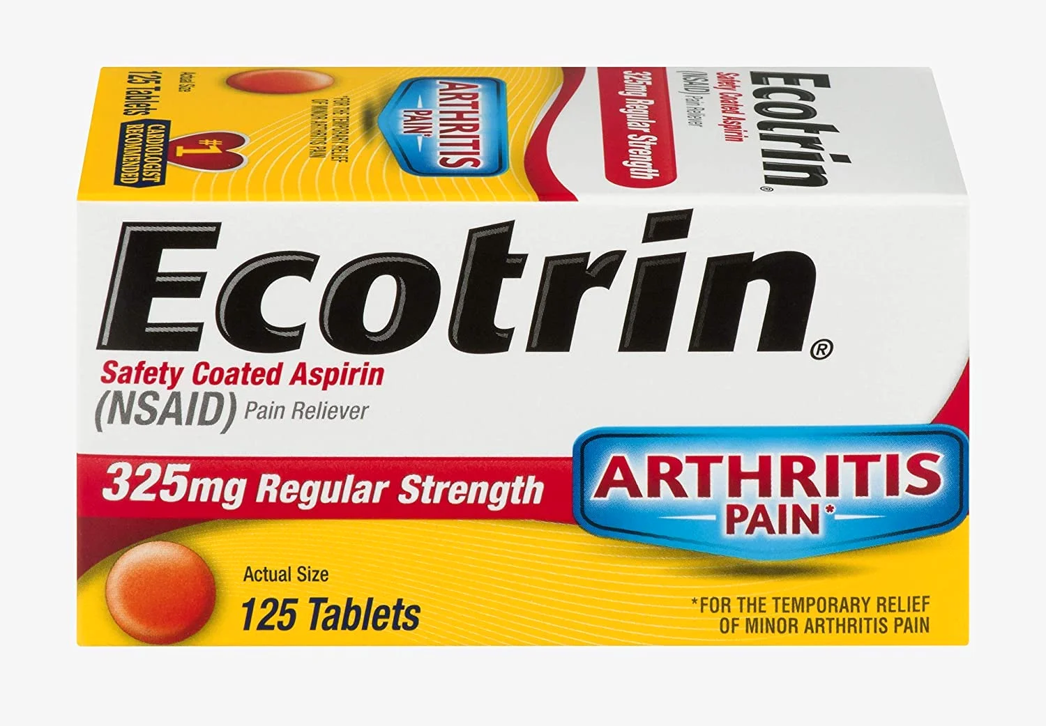 Regular Strength 325 mg, 125 tablets, pack of 4